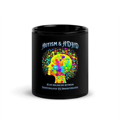 Autism & ADHD creative minds Black Glossy Mug