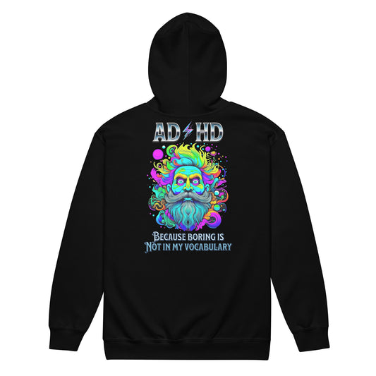 Powerful ADHD Unisex heavy blend zip hoodie print on back!