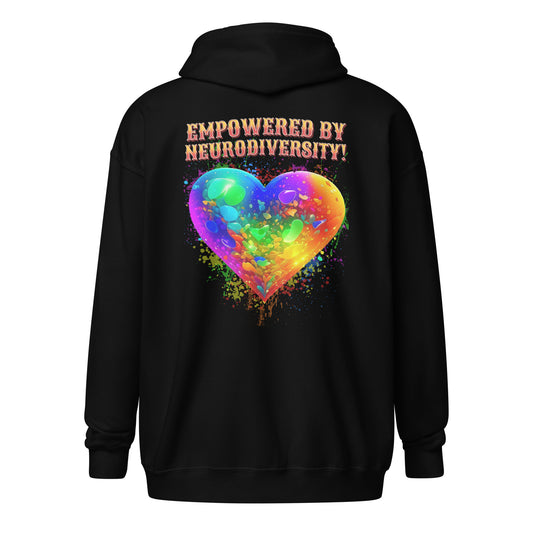 Empowered by neurodiversity Unisex Heavy Blend Zip Hoodie | Gildan print on back