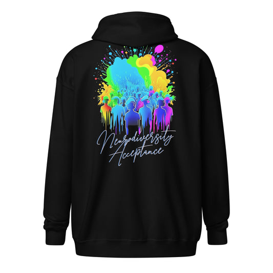 Neurodiversity Acceptance Unisex Heavy Blend Zip Hoodie | Gildan with print on back!