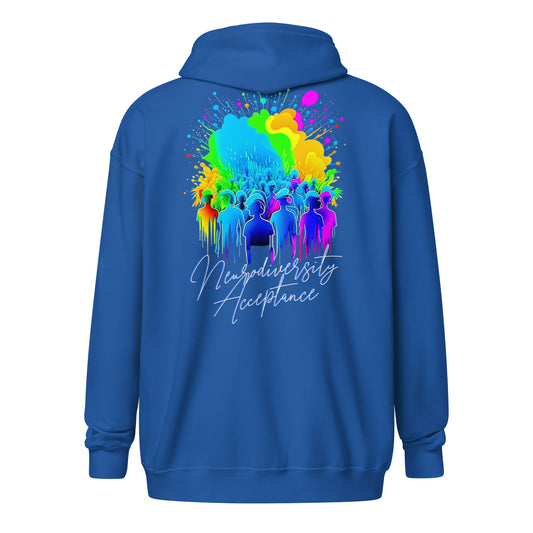 Neurodiversity Acceptance Unisex Heavy Blend Zip Hoodie | Gildan with print on back!