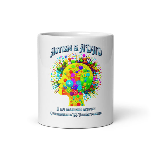 Autism & ADHD creative minds White glossy mug